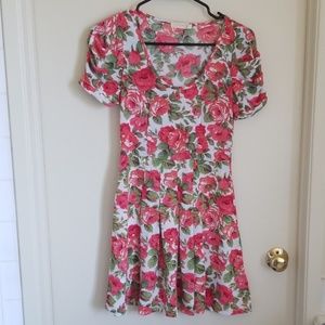 Urban Outfitters White & Pink Rose Dress